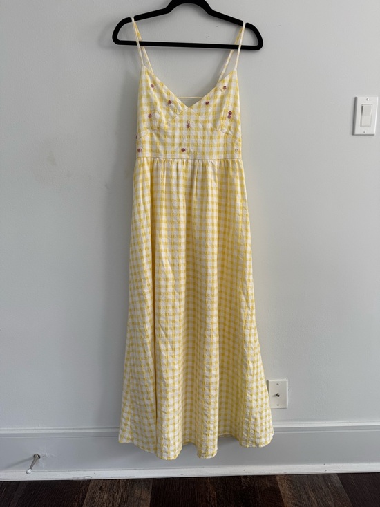 Zara Yellow Gingham Maxi Dress with Spaghetti Straps - Picture 3 of 5